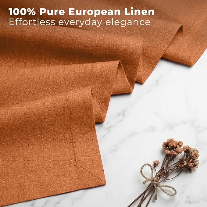 Classic Linen™ by D'Moksha Rust Table Runner 108 Inches Long, 100% Pure Linen - Image 2