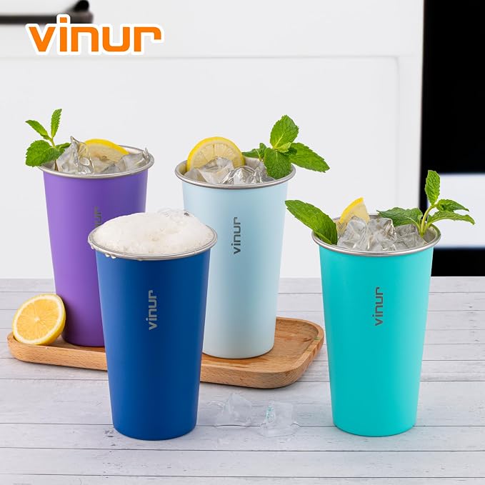 Stainless Steel Cups-20 oz Colorful Stackable Metal Drinking Glasses 4 Pcs | 20 - Image 7