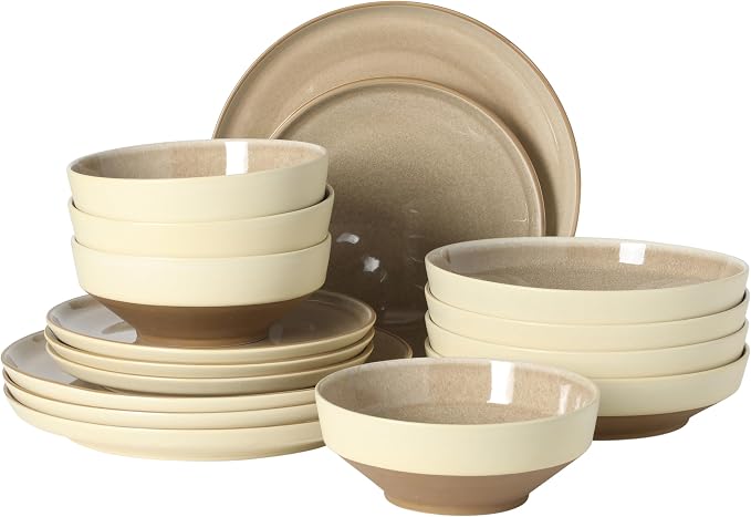 Gibson Elite Octavia Place 16 Piece Stoneware Dinnerware Set, Service by GibsonHomewares
