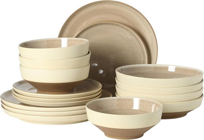 Gibson Elite Octavia Place 16 Piece Stoneware Dinnerware Set, Service by GibsonHomewares