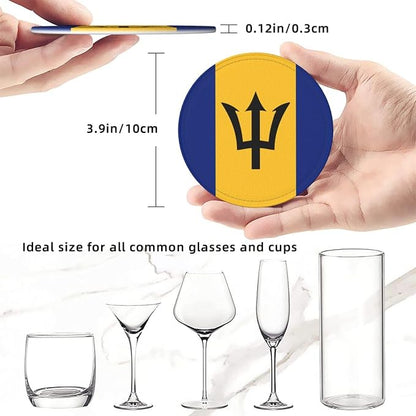 6 Pack Barbados Flag Leather Coaster - Image 4