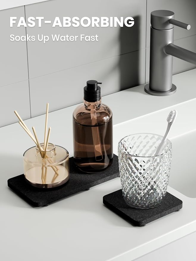 Fluxynara Felt Coasters for Drinks, Mixed Sizes, Charcoal Gray | 8 x 4 and 4 x - Image 5