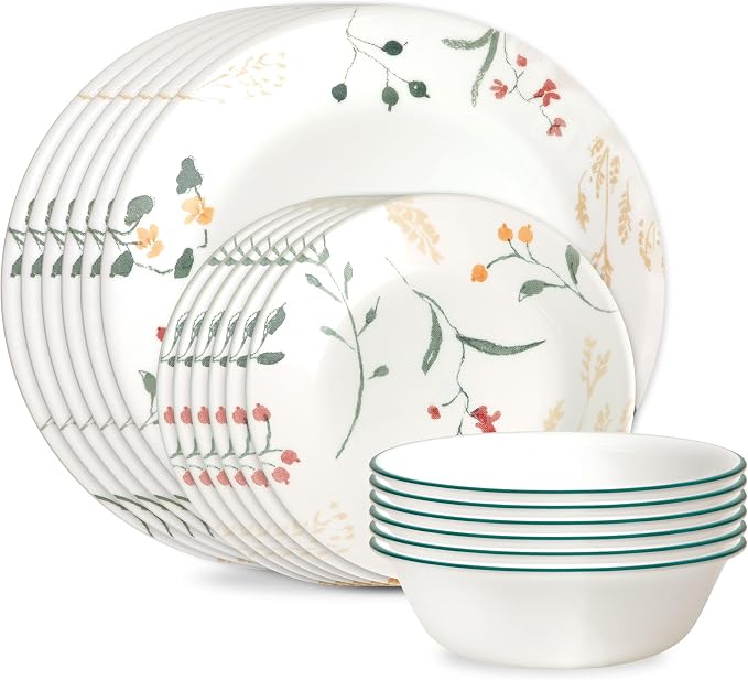 Corelle Vitrelle 18 Piece Glass Dinnerware Sets Service by Corelle