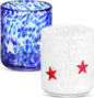 SiliFine 2 Pcs Patriotic Star Icon Juice Glasses - 14oz 250th Anniversary by SiliFine