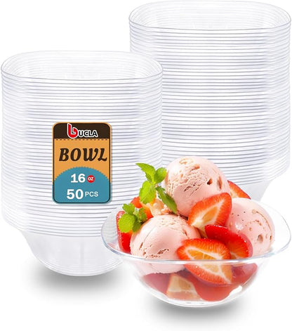 bUCLA 50Pack Clear Plastic Serving Bowls - 16oz Disposable Serving Bowls by BUCLA