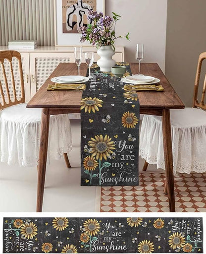 Farmhouse Sunflowers Short Table Runners 36 Inches, Cotton Linen Fabric Table - Image 6