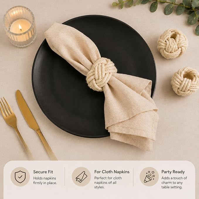 Artisan Handcrafted Cotton Napkin Rings Set of 50, Rustic Farmhouse Coastal - Image 5