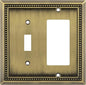Henne Bery Sunken Pearls Heavy Duty Decorative Wall Plate Switch Plate Outlet Cover (Toggle/Decorator, Antique Brass)