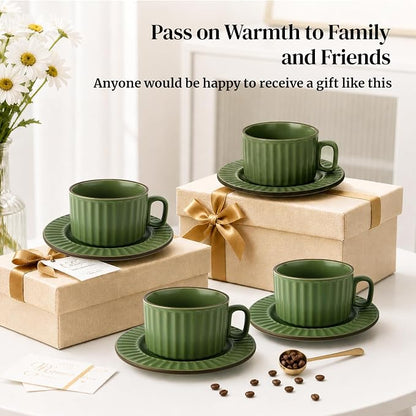 DOWAN Cappuccino Cup Set of 4, 8 OZ Ceramic Coffee Cups - Image 9