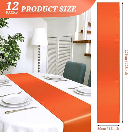 12 Pack Orange Satin Table Runner 12 x 108 Inch Long Premium Table Runners - Image 2