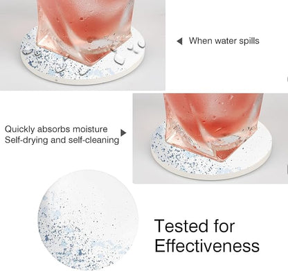 Drink Stone Coasters Set of 2 -Round Marble Style Desk Coasters - Image 4