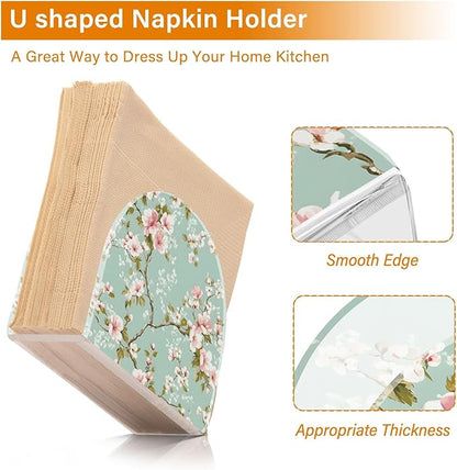 Spring Blossom Flowers Background Napkin Holder for Table Kitchen Decor Acrylic Hearts Paper Napkin Holders for Tissue Dining Room Indoor Outdoor Party Holiday Accessories
