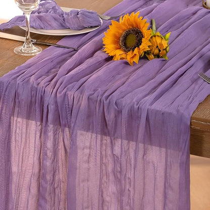 DeZerlor Purple Cheesecloth Table Runner 1 Pack Summer Boho Runner | 120Inches by DeZerlor