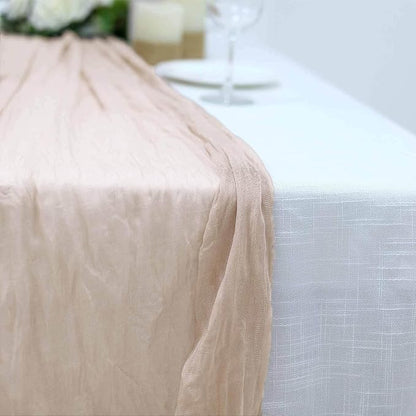 Efavormart 10ft Warm Beige Cheesecloth Table Runner - Image 8