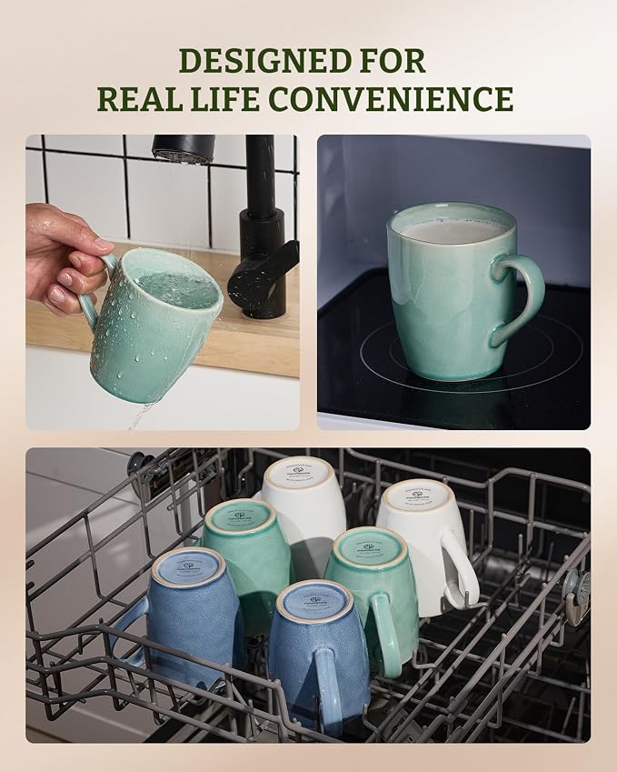 famiware Aurora Coffee Mugs, 14oz Mug Set of 4, Stoneware Mug, Cups - Image 5