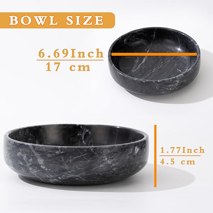 6.7" Large Decorative Bowl, Natural Marble Decorative Bowls - Image 2