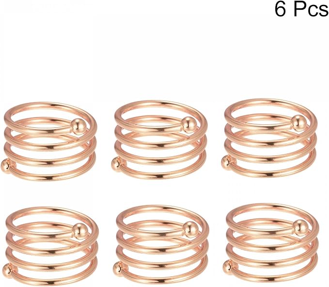 uxcell Metal Napkin Rings Set of 6, Spiral Napkin Ring Holder Buckle - Image 4