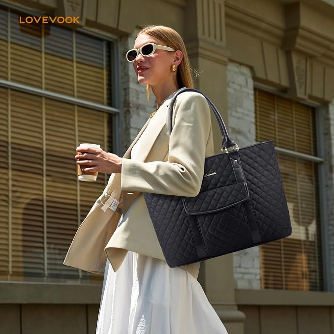 LOVEVOOK Laptop Tote Bag for Women 15.6 Inch, Waterproof Computer Bag for - Image 2