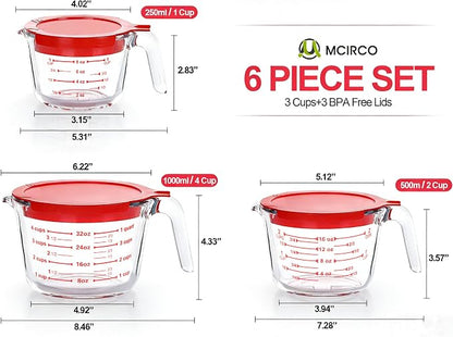 M MCIRCO 6 Pcs Glass Measuring Cups - Image 2