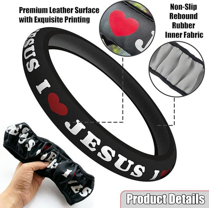 Christian I Love Jesus Car Steering Wheel Cover - Image 3
