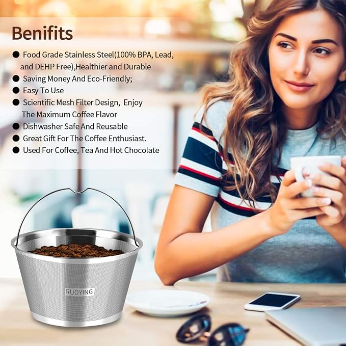 Reusable Stainless Steel Basket Coffee Filters, Fits Mr Coffee 4~5 Cup | 304 - Image 6
