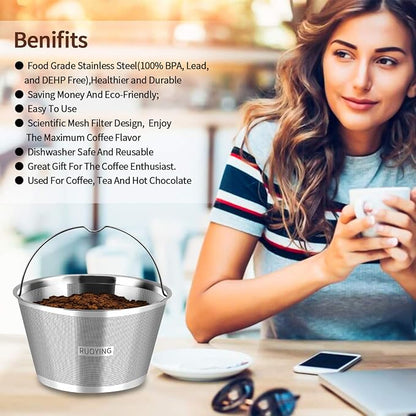Reusable Stainless Steel Basket Coffee Filters, Fits Mr Coffee 4~5 Cup | 304 - Image 6