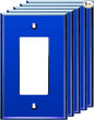 LIDER Decorator Wall Plate, Temperature/Impact Resistant, Mirrored, Plexiglass Outlet/Light Switch Cover, Acrylic glass, Reflective Finish, Modern Upgrade, Oversized 1-Gang 5.25" x 3.44", Blue, 5 Pack
