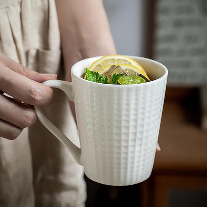 ONIGIRI Coffee Mugs Set of 4, Elegant Embossed Ceramic Coffee Cups, 300ml/10oz - Image 2