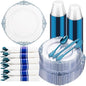 175 Pcs Clear Blue Plates for Graduation | Blue Party Plates Set for 25 Guests by Hioasis
