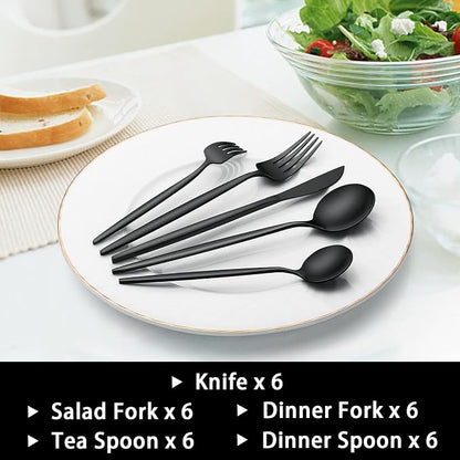 30-Piece Black Silverware Set, Flatware Set - Image 5