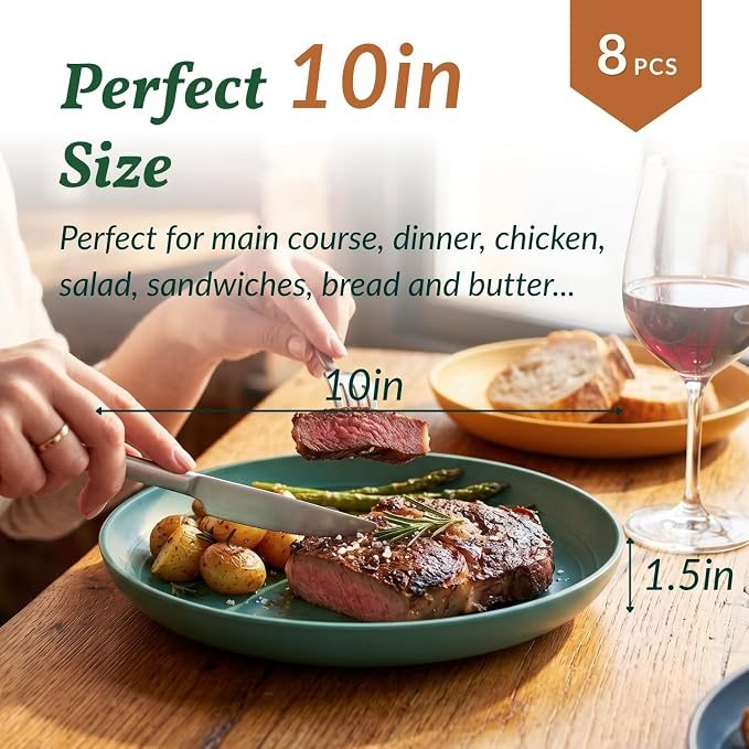 10 inch Wheat Straw Dinner Plates Set of 8 - Image 2