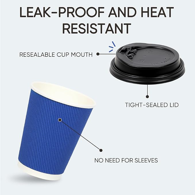 100 Pack 12 oz Disposable Coffee Cups - Image 5