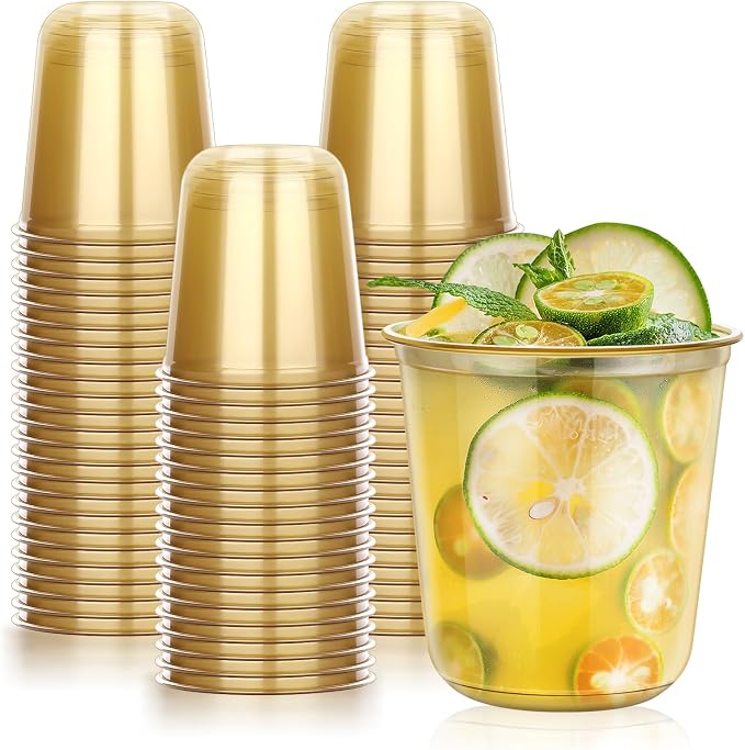 KesaPlan 50Pcs 12oz Gold Plastic Party Cups, Disposable Wine Cocktail Cups | by KesaPlan