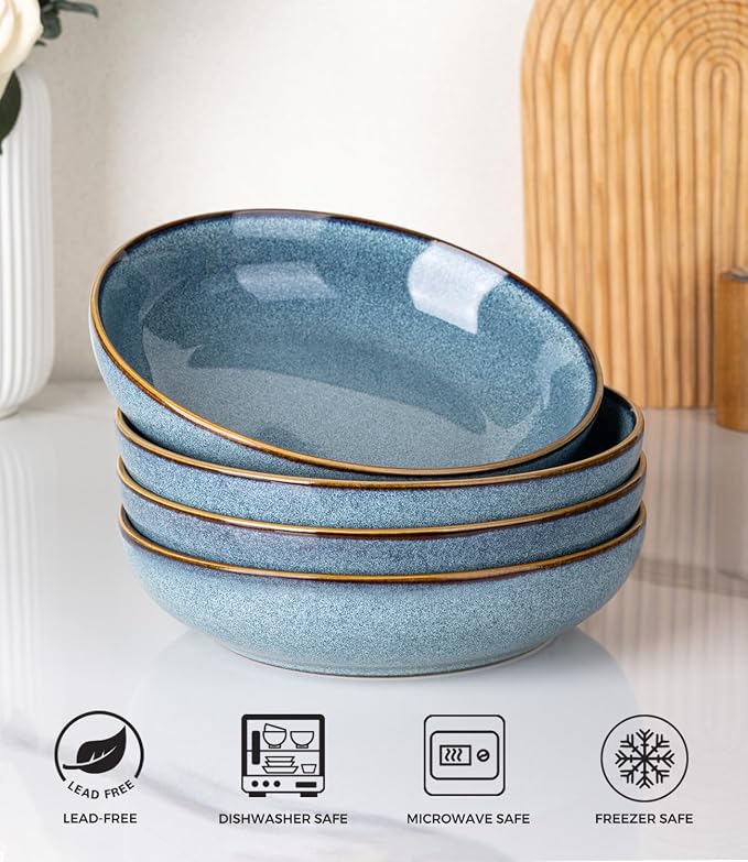 AmorArc 8.5'' Large Ceramic Pasta Bowls, 36oz Stoneware Pasta Serving Bowls Set - Image 7