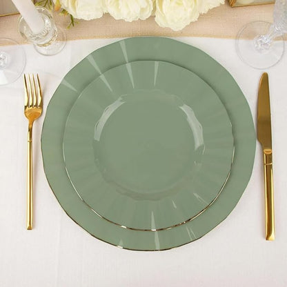 Efavormart 9" Salad Plates – Set of 10 Plastic Dusty Sage Green Round - Image 8