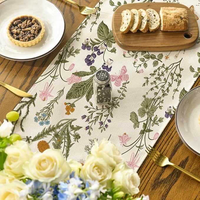 Artoid Mode Wildflowers Floral Spring Table Runner, Butterfly Seasonal Summer - Image 4
