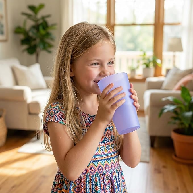 32 oz Plastic Cups Large Reusable set 8, Plastic Tumbler Blue Tone | Food Grade - Image 5