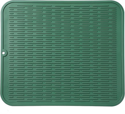 Silicone Dish Drying Mat for Multiple Usage,Easy clean,Eco-friendly,Heat-resistant Silicone Mat for Kitchen Counter or Sink,Refrigerator or Drawer Liner Green 2XL 24 inches x 18 inches