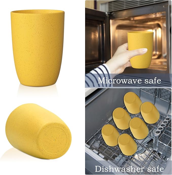 Homienly 8pcs Wheat Straw Fiber Cups, 20 Oz Reusable Drinking Cups, Unbreakable - Image 6