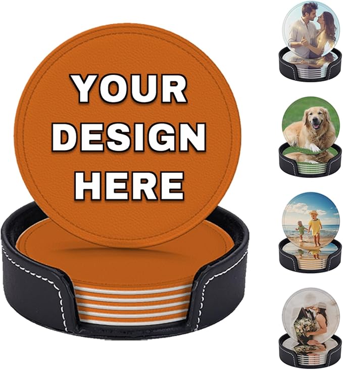 Customized Coasters for Drinks Leather Drink Coaster by YHPHRTA