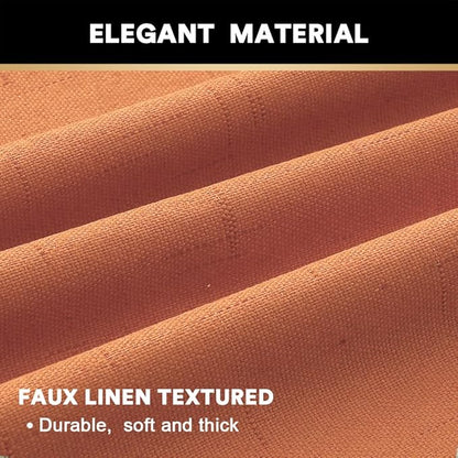 PrinceDeco Linen Texture Curtains 100% Blackout Curtains 64 inch Long 2 Panels Set for Bedroom Living Room Energy Saving Window Treatment Curtain Drapes, Burlap Fabric with White Liner，Orange