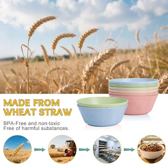 PYRMONT Big Salad Bowl Wheat Straw Bowls Alternative Big Plastic Bowls - Image 4