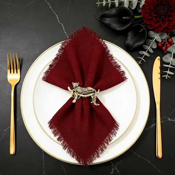 Gold Leopard Napkin Rings Set of 12 Fall Safari Napkin Rings - Image 3