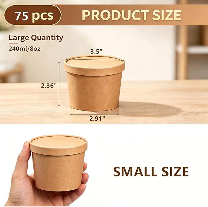 75 Pack 8oz Paper Soup Containers - Image 2