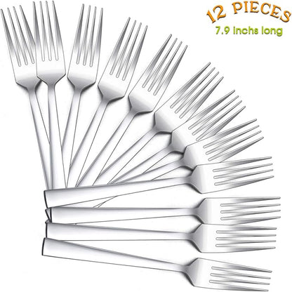 Dinner Forks Set of 12, E-far 7.9 Inch Stainless Steel Forks - Image 2