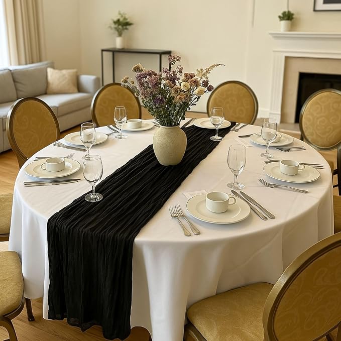 10FT Black Cheesecloth Table Runner 120 Inch Rustic Boho Gauze Cheese Cloth - Image 5