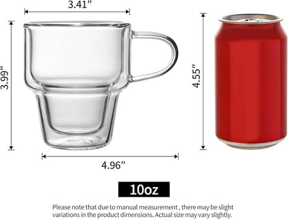NIRA.Z 4 Pack Double Wall Glass Coffee Mugs 10 OZ Insulated Espresso Cups - Image 2