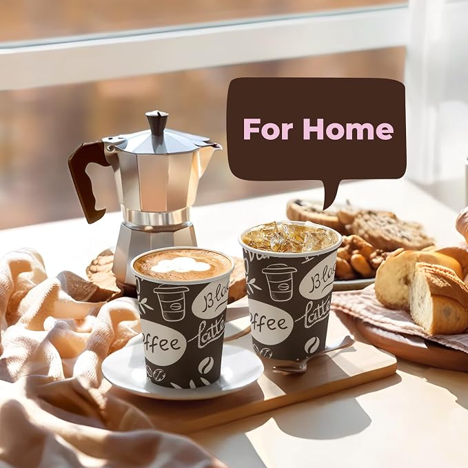 Fit Meal Prep 8 oz Coffee Cups 500 Count, Leak-Proof Hot Cup, Disposable Paper - Image 7