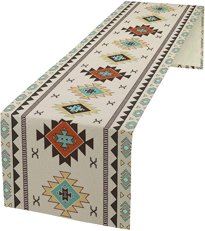 Aztec Southwest Table Runner, Ethnic Style Design Geometric Table Runners Table by SXXLDNG