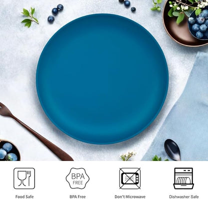 TP 10" Plate Set, 6-Piece Melamine Round Dinner Plates, Unbreakable Weighty Serving Dishes for Home, Outdoor Party, Restaurants, Coastal Blue